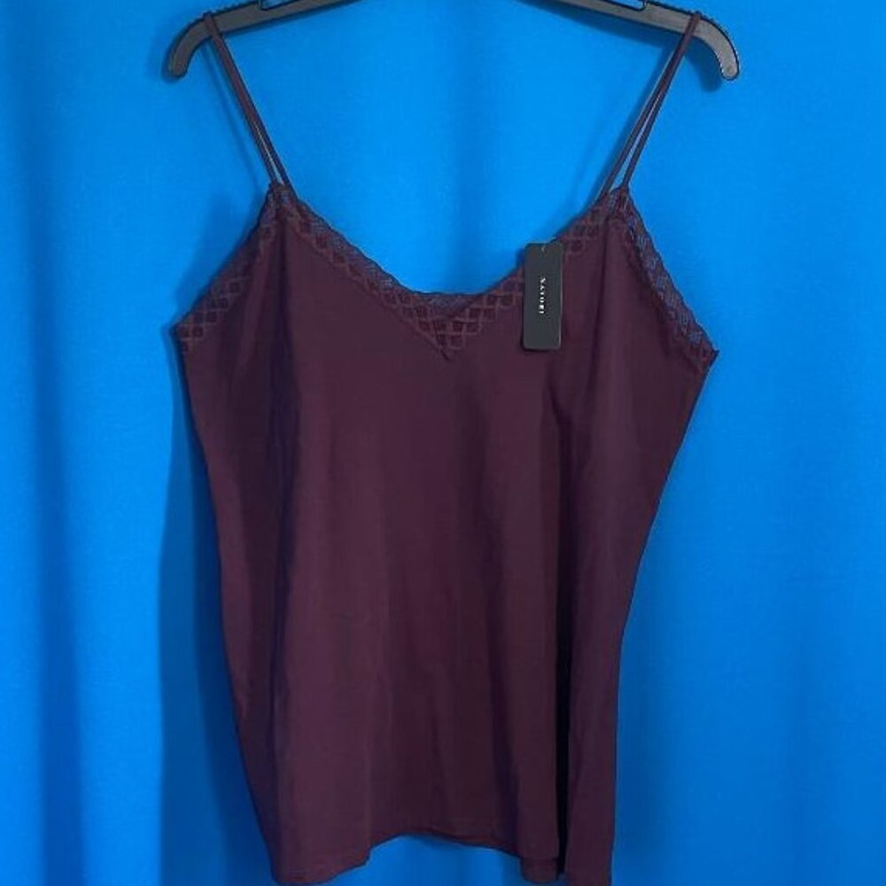 NWT $56 NATORI BLISS LACE TRIM CAMISOLE / CAMI TANK SIZE XL X - LARGE COLOR VINO - Picture 14 of 14